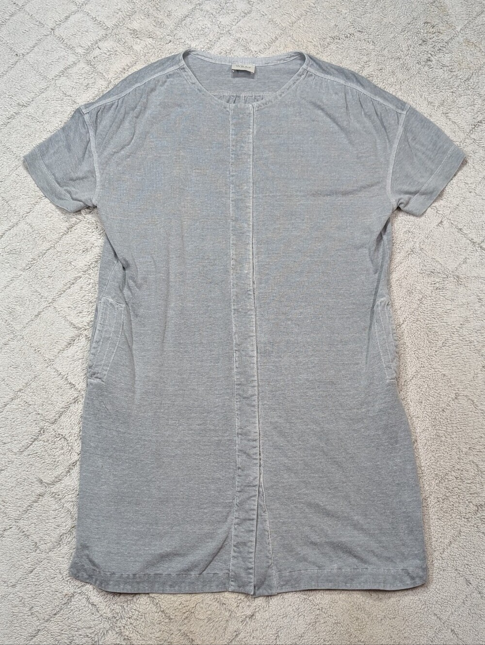 Wrap London Dress Womens 12 Gray Slate Hemp Cotton Shirtdress Minimalist Chic